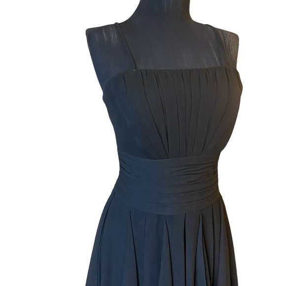 David’s Bridal Black Midi Chiffon Dress Bridesmaid Wedding Prom - Picture 5 of 15